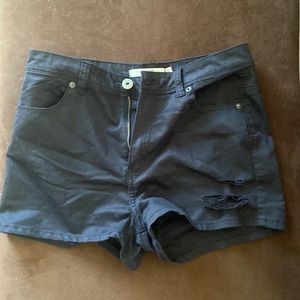 Black Booty Shorts with Rip Detailing